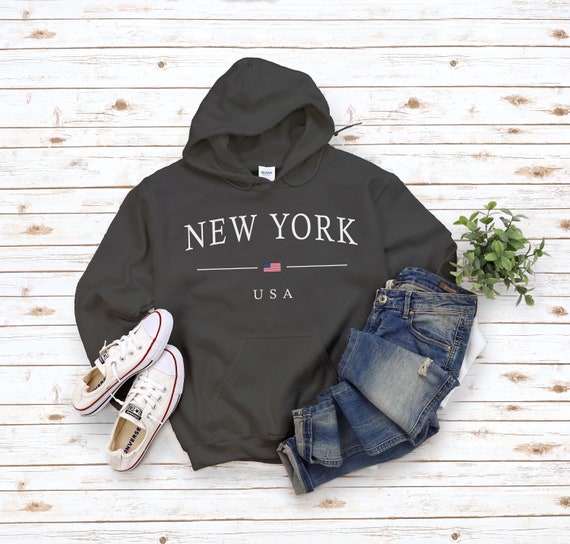 Look New York 刺繍 Oversized Fit Hoodie (4 色) Dynict Unisex Letter Embroidery Trendy Hoodies Zip Up Casual
