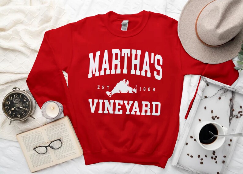 Martha's Vineyard Sweatshirt, Comfort Marthas Vineyard Island Sweater, Martha's Vineyard Island Shirt Crewneck Red