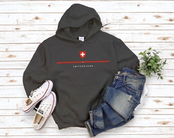Impression Numérique France Sweatshirt Homme Fabulous - Drapeau Suisse & Football - 80% Coton - Imprimé En France | Sweat équipe Nationale Sport Décontracté