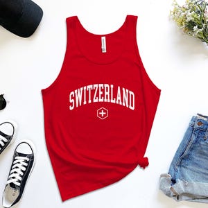 Switzerland Tank, Cool Comfort Switzerland Tanktop, Switzerland Flag Swiss Gift S-2XL Unisex
