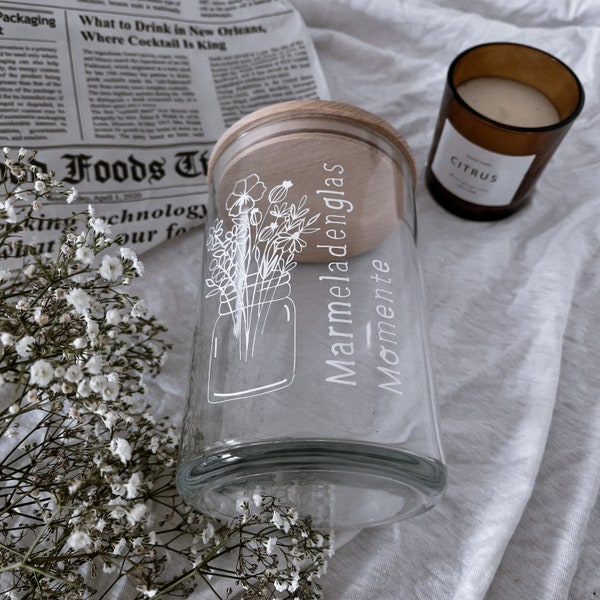 Glas Marmeladenglasmomente Glücksmomente Sammler Vorratsglas Dekorativ Geschenk für Familien Fotogeschenkideen Erinnerungen sammeln