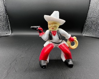 1950’s Tico Toys Rosbro  White and Red Hard Plastic “Valentine Cowboy” Figure