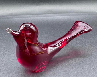 バカラ鳥　 Baccarat Crystal Loving Doves Ruby Baccarat Crystal Signed Ruby Red Loving Bird Figurine - Etsy