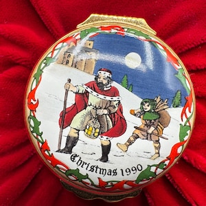 &quot;Halcyon Days Enamels &quot;&quot;Guter König Wenceslas&quot;&quot; 1990 Weihnachtslied VTG Schmuckschatulle.&quot;