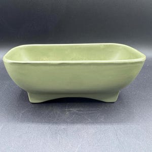 Vintage McCoy Floraline Matte Olijfgroene Rechthoek 418 Succulente Bonsai Planter