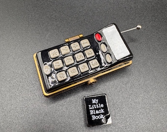 Cell Phone with Black Book Trinket Porcelain Hinged Box~PHB Midwest Cannon Falls