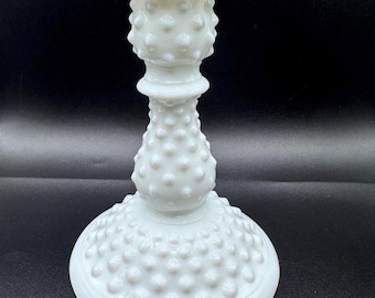 Portavelas individual de 15 cm (6") de cristal opalino blanco con diseño bohemio shabby chic de Fenton