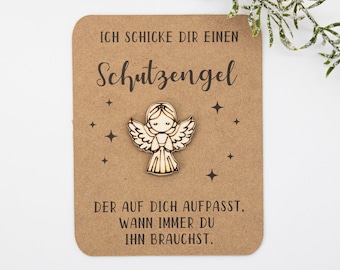 Schutzengel Holz - Geschenkkarte Schutzengel, Mutmacher Glücksbringer als Geschenk zur Taufe, Geburtstag, Fahranfänger, Freunde Familie