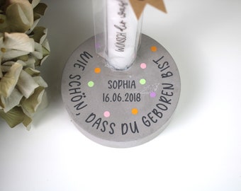 Stabkerzenhalter Beton - handgemachter Kerzenständer aus Beton Kerzenhalter Kindergeburtstag Halter für Geburtstagskerze als Geschenk