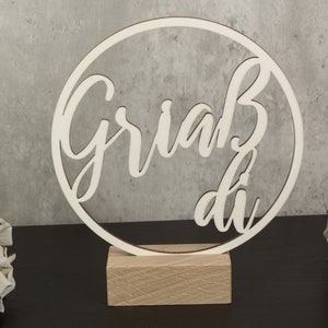 Türkranz Griaß di – Holzkranz als Türdeko Familienschild - Holzring Trockenblumen Türe, Wanddeko Holz,Deko Eingang