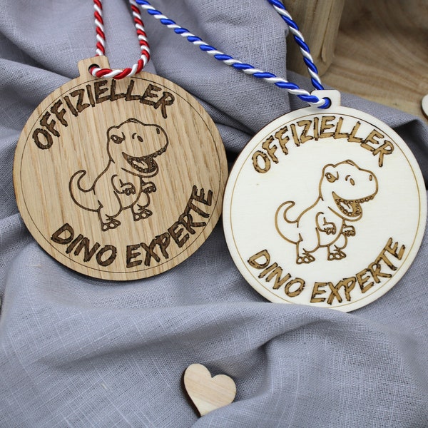 Medaille Dino Dinosaurier Holzscheibe Geschenk Kindergeburtstag Mottoparty