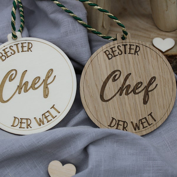 Medaille Bester Chef Chefin Holzscheibe als Geschenk