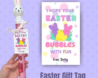 Easter Gift Tags Printable, Easter Bunny Gift Tags Editable Template Personalized Classroom Gift, Hope Your Easter Bubbles with Fun Labels