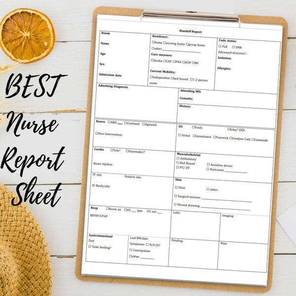 THE BEST Medsurge Nurse Report Sheet!!