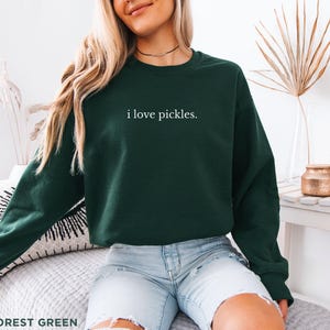 Ik hou van augurken sweater, augurk minnaar ronde hals, grappige foodie trui, augurk witte olifant cadeau, augurk seizoen cadeau afbeelding 6