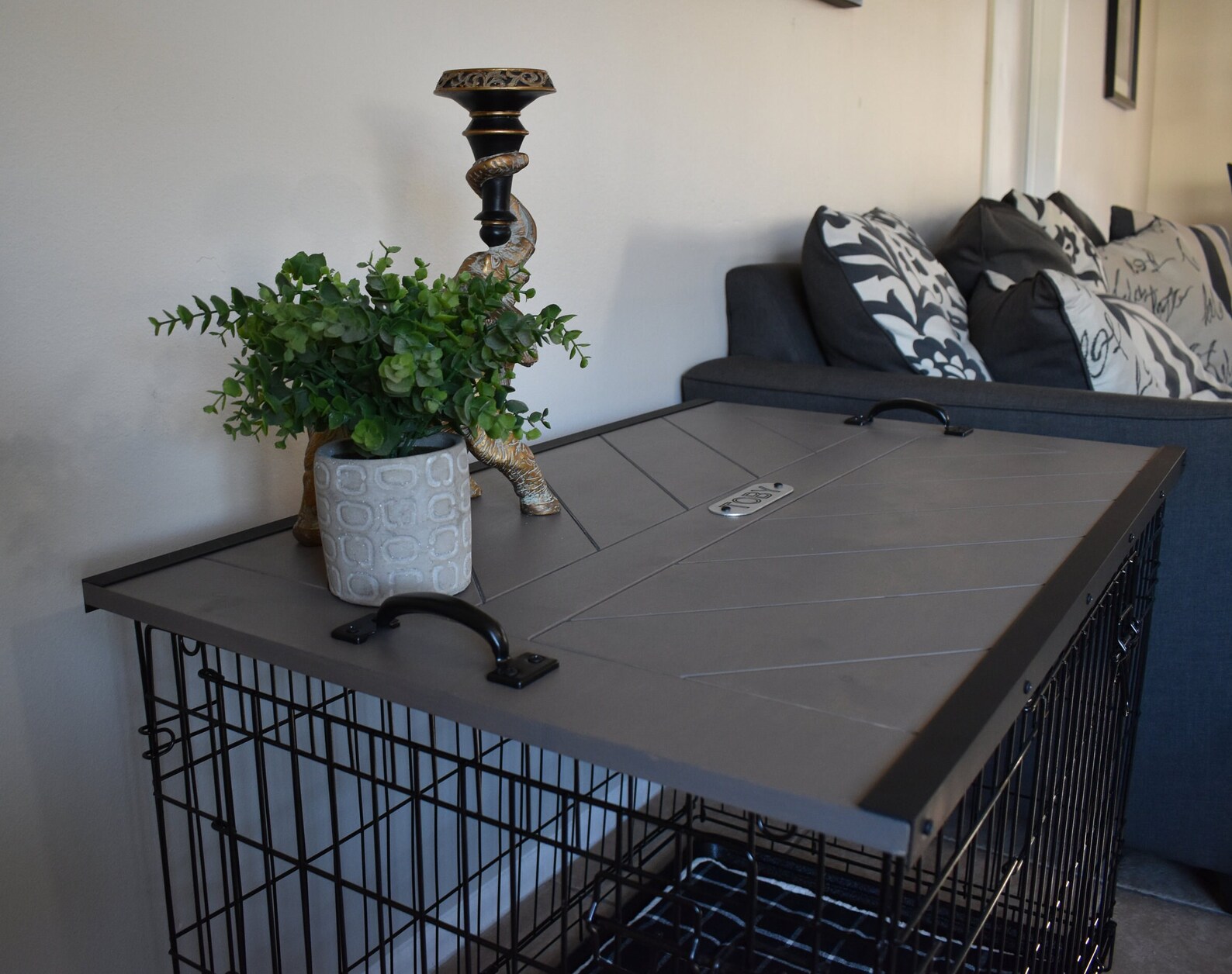 Wood Kennel Topper Pet Furniture Customized Farmhouse Kennel Etsy