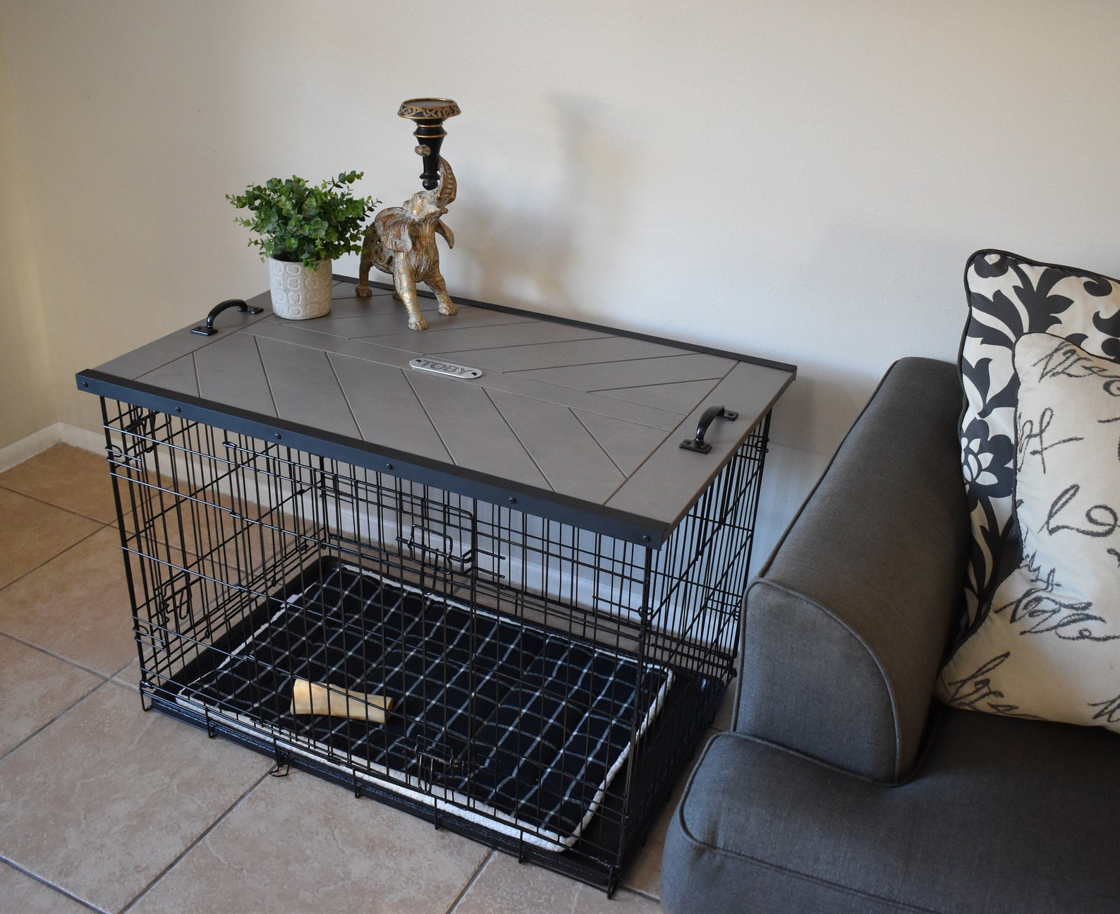 Wood Kennel Topper Pet Furniture Customized Farmhouse Kennel Etsy