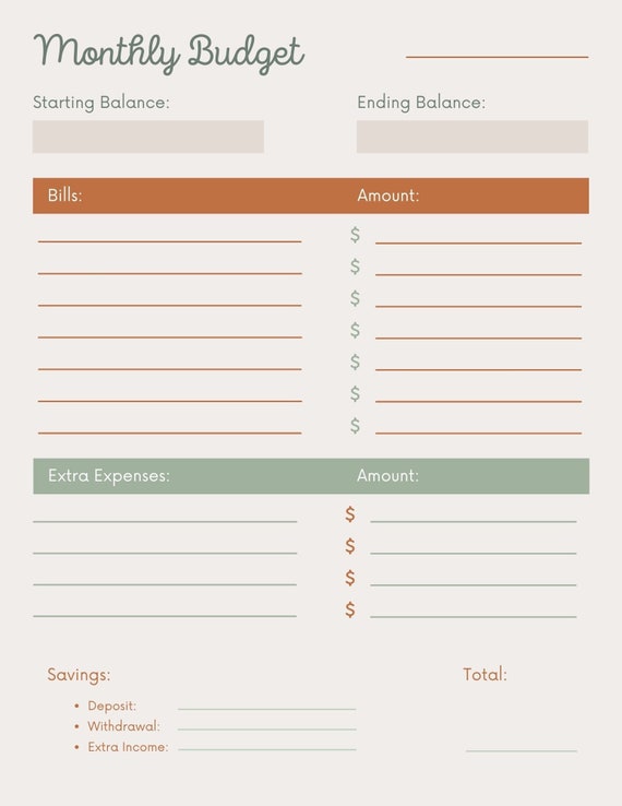 Printable Budget Planner Etsy