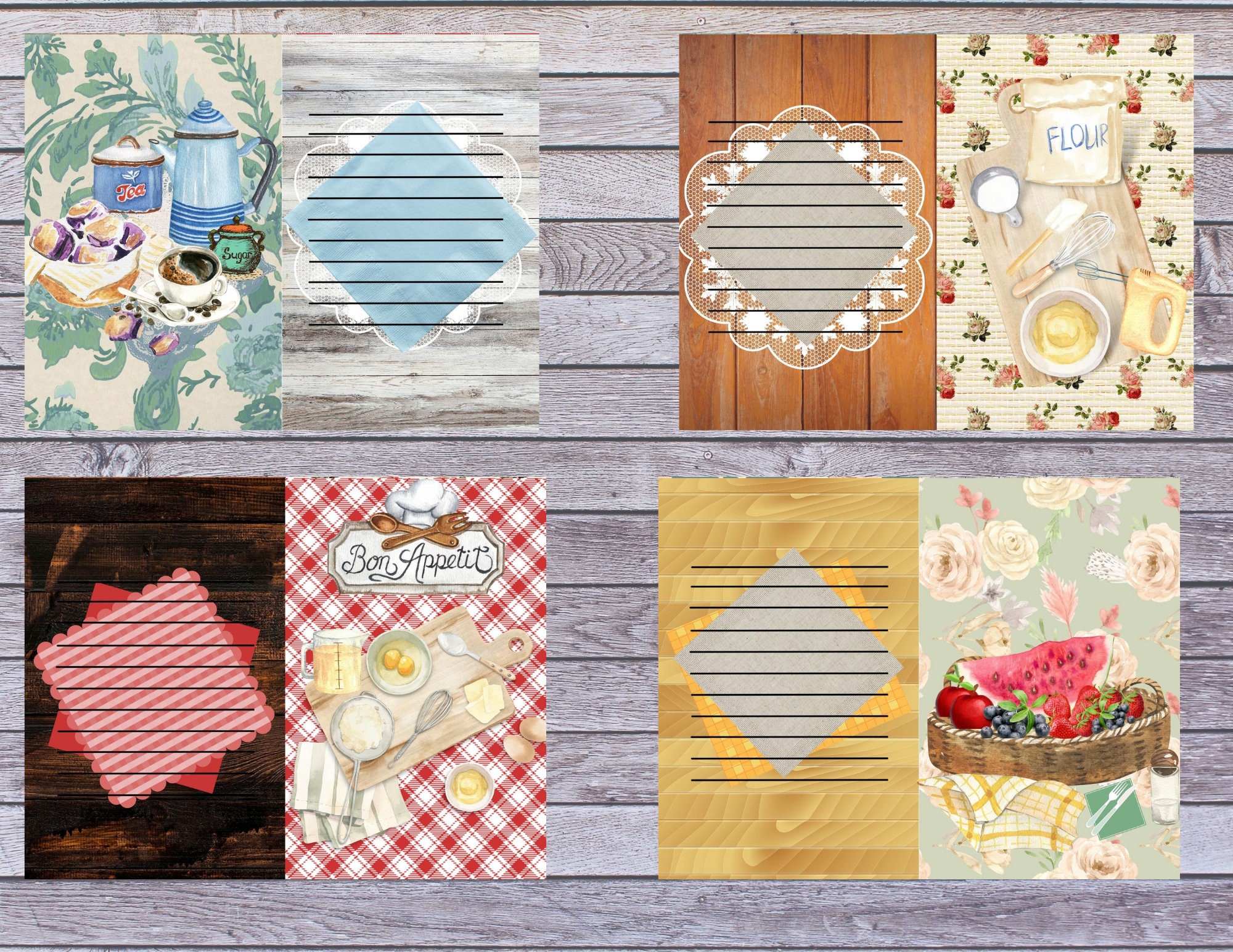 Printable Recipe Junk Journal Kit Printable Recipe Journal Kit DIY 