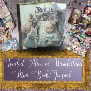 Alice in wonderland junk journal kit| mini journal | mini book | journal book | journal digital | keepsake journal | scrapbook journal