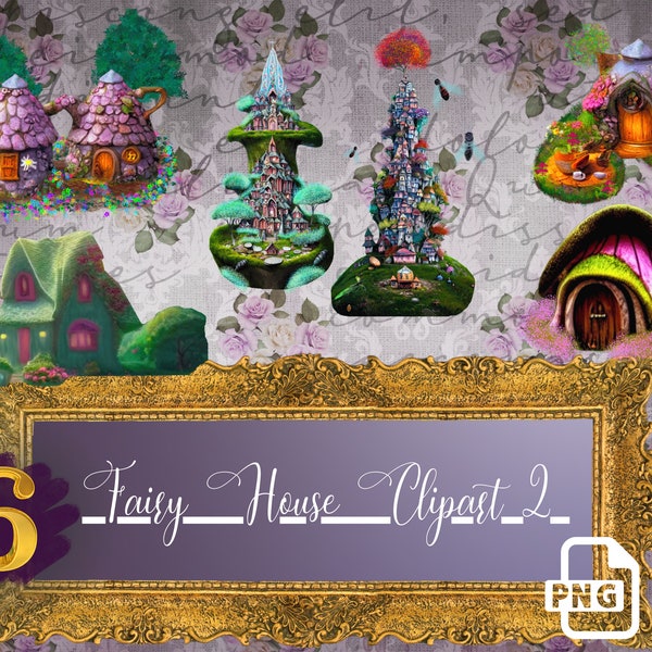 Watercolor Fairy House Clipart - Enchanted Forest PNG Graphic for Fairy Tale & Fairy Garden Decor