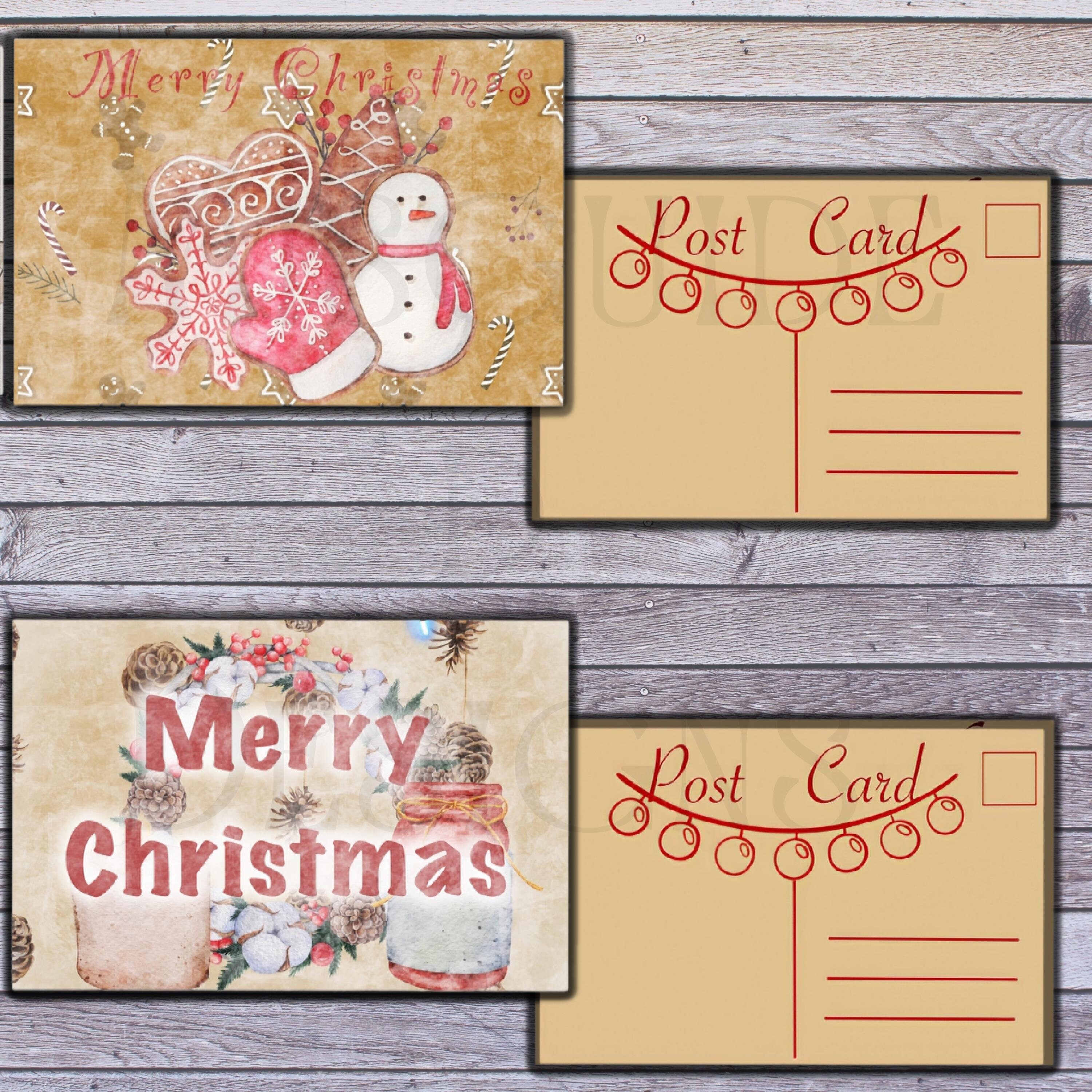 Printable Christmas Post Cards Christmas Card Printable - Etsy
