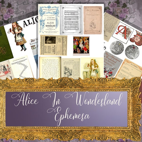 Alice in Wonderland Collage Sheet Pack Vintage Alice in Wonderland Ephemera Wonderland Journaling Supplies Collage Sheets