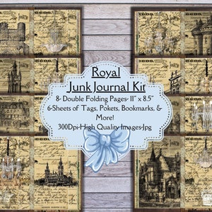 Printable Royal Junk Journal Kit, junk journal digital kit, junk journals printables, junk journal signature, junk journal diy kit