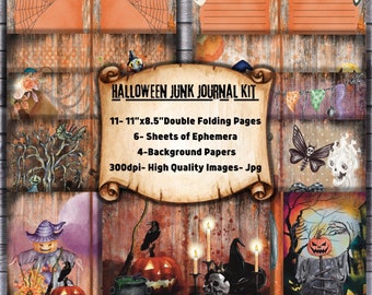Printable Halloween Junk journal kit,  Halloween journal, Halloween kit, Halloween printable, Printable Halloween, Halloween ephemera