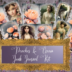 Kit de journal indésirable imprimable, Junk Journal, pêche, papier imprimable, journal imprimable, rose, kit numérique, vintage, téléchargement instantané