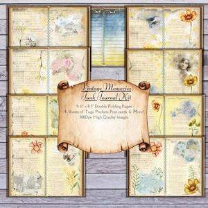 Vintage Junk Journal Kit,digital download ,junk journal kit printable,junk journaling kit,scrapbook junk journal,junk of journals printables