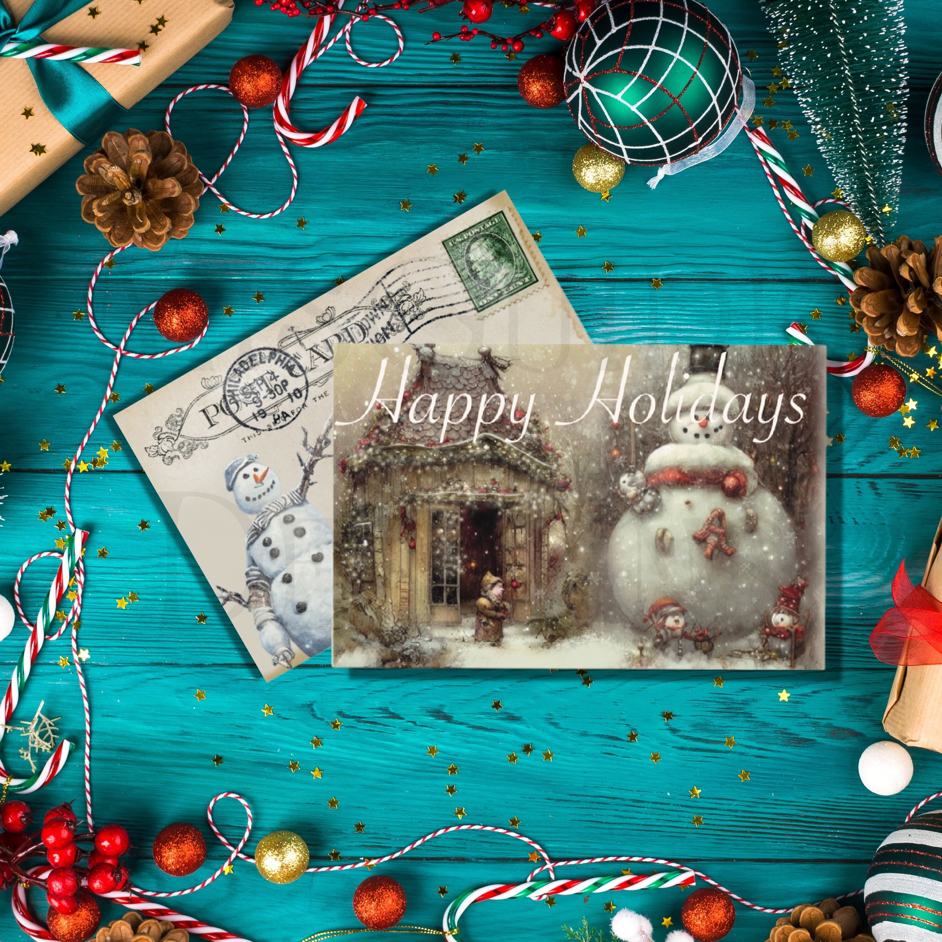 Printable Christmas Post Cards Christmas Card Printable Etsy