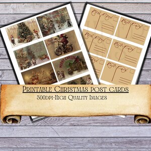 Afdrukbare kerstpostkaarten, kerstkaart, afdrukbare download, digitale kaart, vintage kaarten, afdrukbare efemere, vrolijk kerstfeest