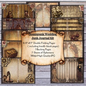 Printable Steampunk junk journal kit, digital download,junk journal digital,printable journal,junk journal pages,journal supplies, craft kit