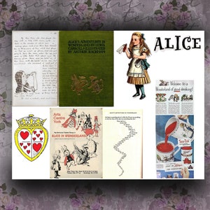 Alice in Wonderland Collage Sheet Pack Vintage Alice in Wonderland ...