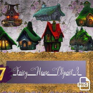 Watercolor Fairy House Clipart - Enchanted Forest PNG Graphic for Fairy Tale & Fairy Garden Decor