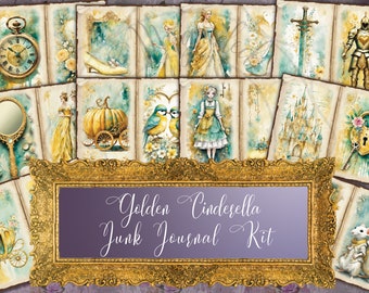 Printable Cinderella Junk Journal Kit | Printable Scrapbooking Kit | Vintage Fairytale  | Digi Kit | Paper Craft Kit | Instant Download