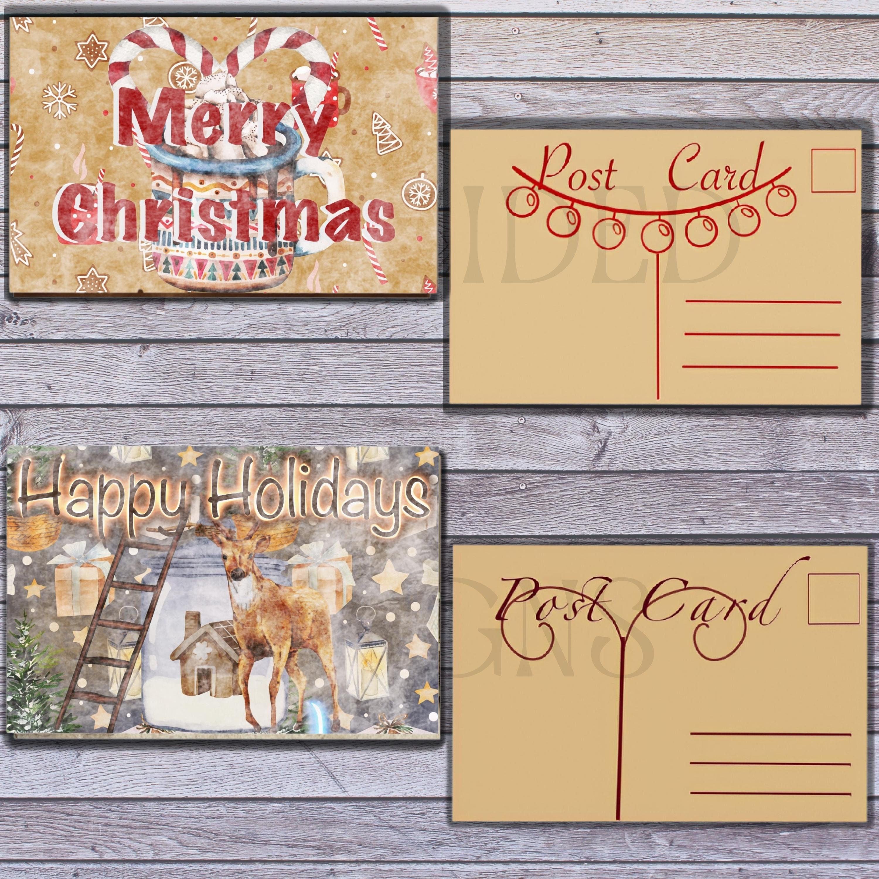 Printable Christmas Post Cards Christmas Card Printable - Etsy