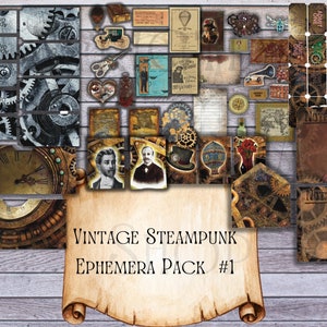 Printable steampunk ephemera pack,ephemera download,ephemera pack for journals,printable pack,ephemera pack for junk journals,lot ephemera