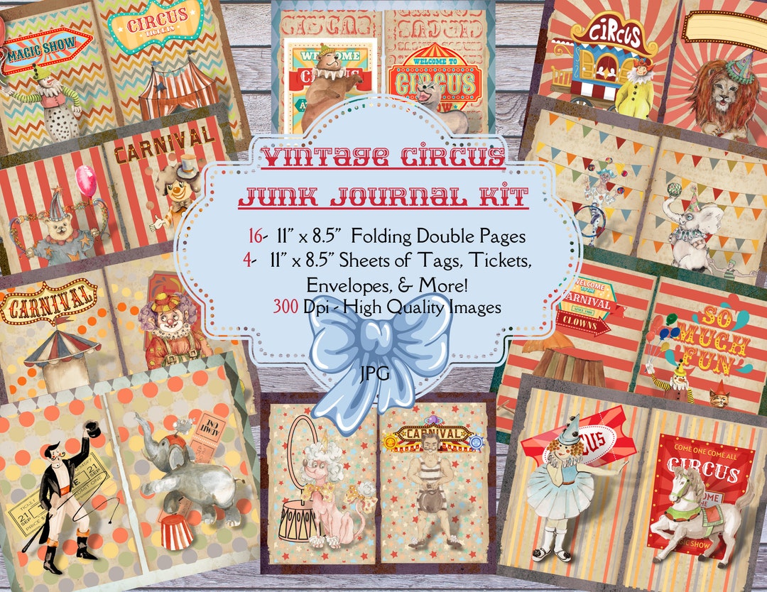 Vintage Circus Junk Journal Kit, Printable, Digital Download, Instant Download, Digi Kit ...
