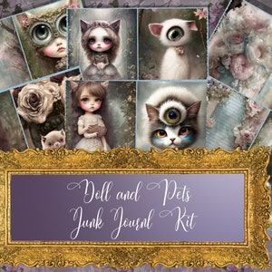 Printable Dolls and Pets Junk Journal Kit | Dolls Junk Journal Kit, DIY Scrapbooking Kit , Digital Download , Junk Journal Supplies