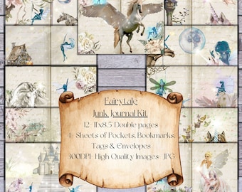 Printable Junk journal kit, digital download, junk journal kit, junk journals shop, digital junk journal, junk journal kits for sale,fairies