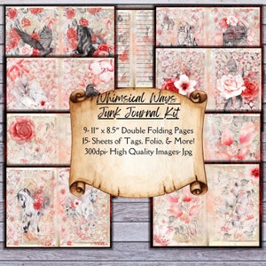 Afdrukbare Junk Journal Kit, Instant Download, Digitale Download, Junk Journal pagina's, Junk Journal Kit te koop, digitale journal kit grillig
