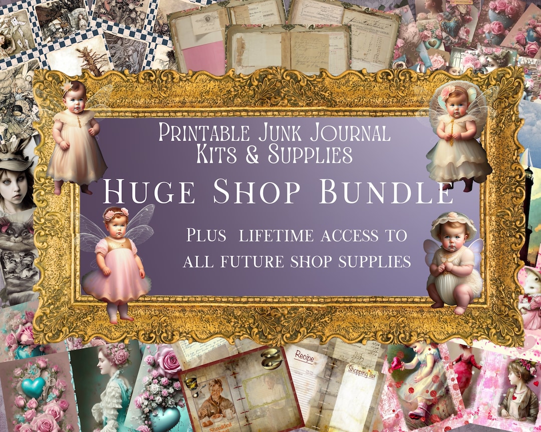 WHOLE SHOP Bundle  Printable Junk Journal Pages  Junk