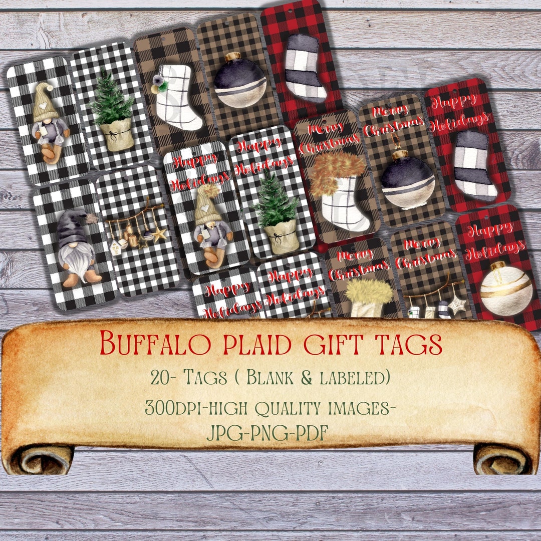 Printable Buffalo Plaid Gift Tags, Hang Tags,christmas Gift Tags, Junk ...