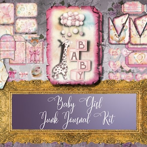 Baby Girl Junk Journal Kit - Baby Buch Memory 1st Milestones Memory Andenken