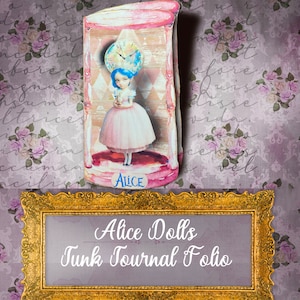 Alice im Wunderland Junk Journal Folio mit Puppen - Printable Journal Supply für Junk Journaling und Scrapbooking