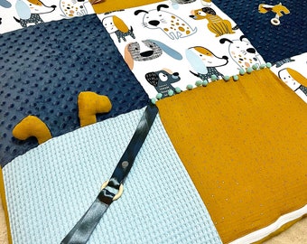 Montessori baby sensory awakening mat Customize blue and yellow dog