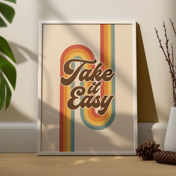 Take it Easy Retro Wall Art, Digital Prints Download, Digital Download Wall Art, Retro Wall Art, Digital Prints Download, Take It Easy Print