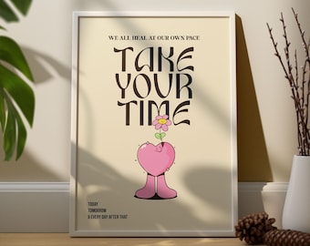 Take Your Time Retro Quote Digital Prints Wall Art, Digital Prints Download, Digital Download Wall Print, Retro Wall Decor, Printable Art